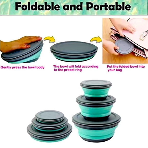 Fold down space savers bowls set of 3 - Picture 4 of 5